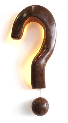 John Allen nz wood sculptor, question mark, pohutukawa